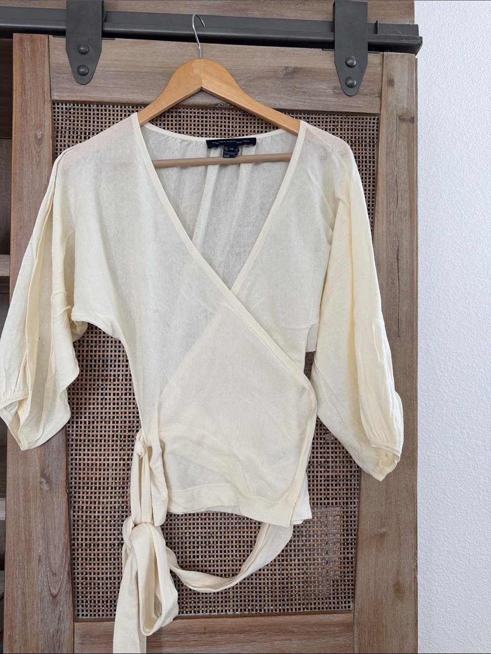 French Connection Cream Wrap-Style Blouse